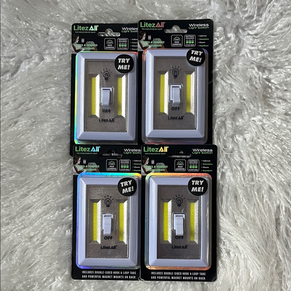 NEW LitezAll Wireless LED Light Switch - (Set of 4)
